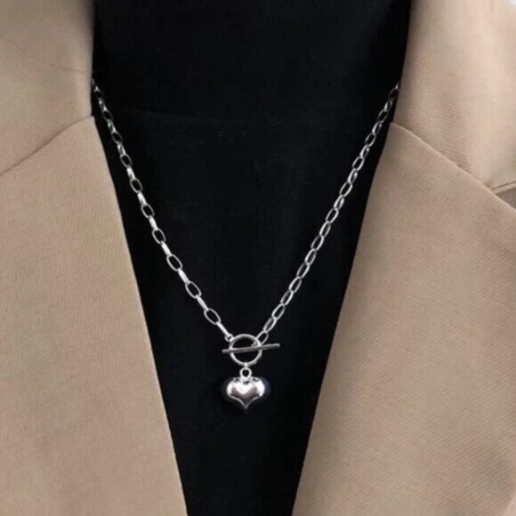 18” LOVE HEART 925 STERLING SILVER NECKLACE, NICE NECKLACE, CUTE NECKLACE - Picture 1 of 6